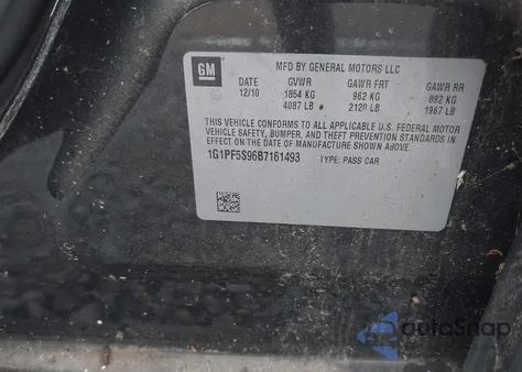 2011 Chevrolet Cruze 1Lt from USA, damaged, VIN 1G1PF5S96B7161493